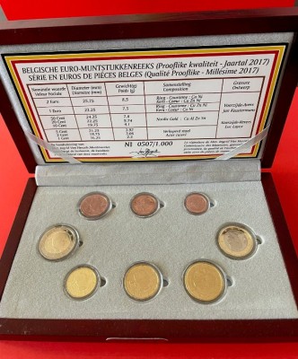 BELGIA 2017 - Set Euro monetarie - PROOF / caseta lux / certificat foto