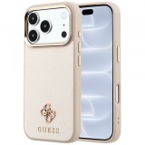 Husa MagSafe pentru Apple iPhone 18 Pro / 17 Pro, Guess, Saffiano Small 4G Classic, Bej
