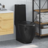 VidaXL Toaletă, negru, ceramică, flux de apă &icirc;n spate