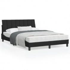 vidaXL Cadru de pat cu lumini LED, negru, 140x200 cm, catifea