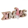 Decorațiune Crăciun Lemn Xmas Gnome Căciulă Roz și Cadou Bej șampanie 19.5cm, Oem
