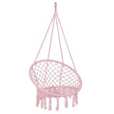 Scaun suspendat tip leagan rotund roz cu franjuri, 150 kg, SPR42