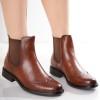 Ghete Dama Imblanite Camel Piele Ecologica Tifani - Toc 3cm, Interior Calduros, Varf Rotund, Marimea 36