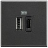 Priza USB tip A+C dubla 5V 3000mA Axolute Bticino 2M antracit HS4287C2
