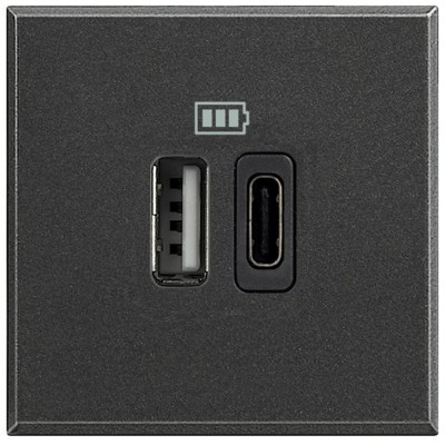 Priza USB tip A+C dubla 5V 3000mA Axolute Bticino 2M antracit HS4287C2 foto