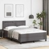 Pat Gri 160x200 cm vidaXL cu Saltea, Piele Ecologica, Tablie Ajustabila, Dormitor, Confortabil