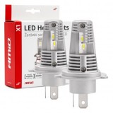 Kit 2 Becuri LED Auto H4 AMiO X1, 40W, 4400lm, 6500K, Alb, Durata 30000h, Omologare E8 R10, IP67