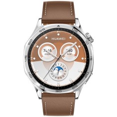 Smartwatch Huawei Watch GT 5 Pro Vili-B19L, corp din inox și curea maro din piele compzită, Blister 55020DKJ