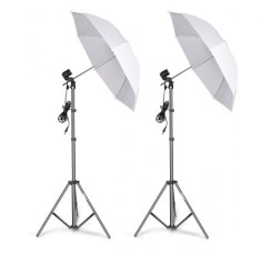 Kit de 2 umbrele albe, 2 trepiezi reglabili 200 cm, fara becuri