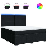 Cumpara ieftin Pat box spring cu saltea, negru, 180x200 cm, catifea