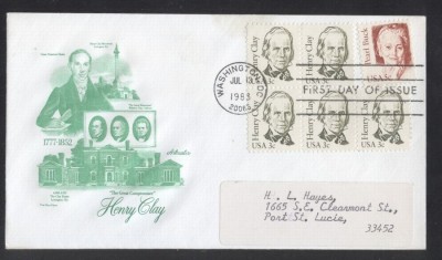 United States 1983 Pearl Buck Henry Clay FDC K.721 foto