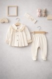 Set Baby Aura 0&ndash;3 luni, 3 piese cu tiv din dantelă la guler (Marime