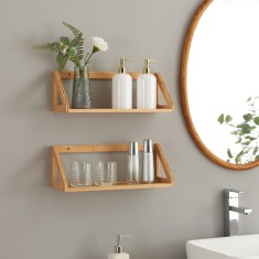 Set 2 rafturi perete Gjerdrum 43x15x15cm bambus [en.casa] HausGarden Leisure foto