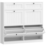 HOMCOM Dulap pentru pantofi 20 perechi, dulap &icirc;ngust cu 4 sertare rabatabile, 2 compartimente, alb | Aosom Romania