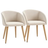 HOMCOM Set de 2 scaune de dining scaun de bucătărie Design scandinav - Picioare inclinate din lemn de cauciuc - Șezut Spătar brațe ergonomice Aspect i