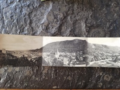 Carte postala Triptic Brasov, vedere generala, necirculata, interbelica foto
