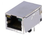 Conector RJ45 soclu PIN 8 ecranat cu diodă LED THT