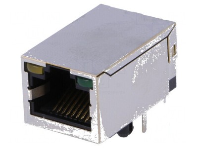 Conector RJ45 soclu PIN 8 ecranat cu diodă LED THT foto