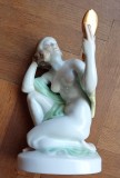 Herend bibelou femeie, nud cu oglinda in mina