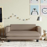 VidaXL Canapea copii cu taburet cappuccino 100x50x30cm piele ecologică