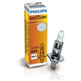 Bec auto cu halogen pentru far H1 Philips +30% luminozitate, 12V, 55W 12258PRC1, 1 buc