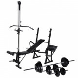 VidaXL Bancă fitness cu rastel greutăți, set haltere/gantere, 30,5kg