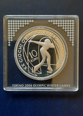 Moneda de argint - 10 Euro &amp;quot;Olimpiada de Iarna - Patinaj&amp;quot;, Italia 2005 - G 3951 foto