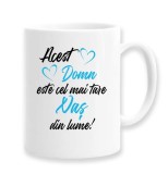 Cana alba personalizata &quot;Acest domn este cel mai tare nas din lume&quot;, INOVATIX&reg;. 330ml