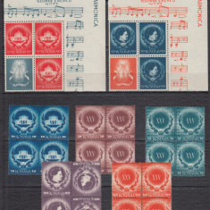 ROMANIA 1946 LP 193 LP 193 a LP 193 b -25 ANI INFIINTARE FILARMONICA BLOCURI MNH