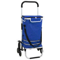 vidaXL Cărucior de cumpărături cu roți și m&acirc;ner reglabil, albastru, 40 L