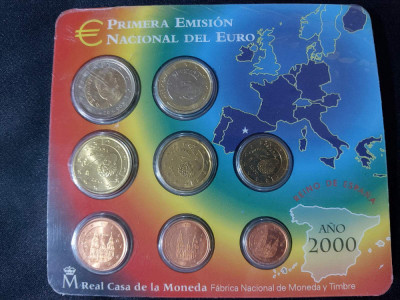 Spania 2000 - Set complet de euro bancar de la 1 cent la 2 euro - 8 monede BU foto