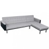 VidaXL Canapea extensibilă &icirc;n formă de L, material textil, negru și gri