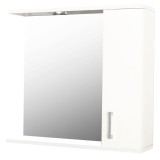 Oglinda baie cu dulap GN0001, dreptunghiulara, PAL Lucios, iluminare led, 2 rafturi, 50 cm, alb