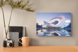 Tablou Canvas Modern clădire futuristă argintiu decor, 39 x 26 cm, CMCLASS