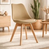 Cumpara ieftin Scaun bucatarie/living, Artool, Mark, PP, lemn, bej, 49x52x82 cm