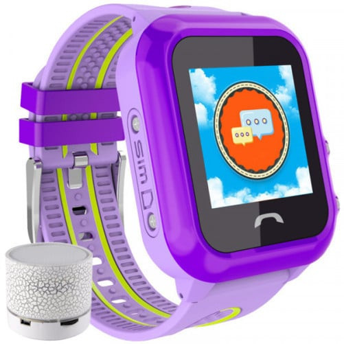 Ceas GPS Copii, iUni Kid27, Touchscreen 1.22 inch, BT, Telefon incorporat, Buton SOS, Mov + Boxa Cadou