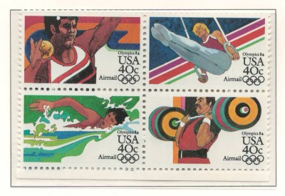 Statele Unite 1983 Mi 1622/25 A block MNH - JO de vara 1984, Los Angeles (I) foto