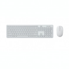 Kit Tastatura + Mouse Microsoft Desktop, Wireless 2.4 Ghz, Bluetooth 4.0, Taste Numerice, Slim, Senzor Optic, 3 Butoane, Scroll, Glaciar White foto