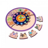 Cumpara ieftin Ceas din lemn tip puzzle cu animale, Wooden Toys