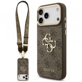 Husa pentru Apple iPhone 18 Pro / 17 Pro, Guess, Big 4G Classic Logo &amp; Big Strap Metal Buttons, Maro