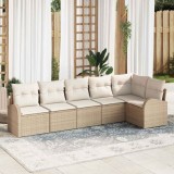VidaXL Set de canapele pentru grădină 6 pcs Bej, alb Rattan poli