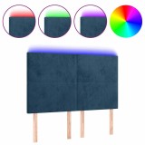 Cumpara ieftin Tablie de pat cu LED, albastru inchis, 144x5x118/128cm, catifea
