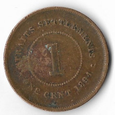 Moneda 1 cent 1894 - Straits Settlements, cotatii ridicate!