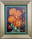 Toader Schipor Tablou Natura Statică cu Flori Cavaleri pictura ulei inramat 27x33cm
