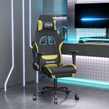 VidaXL Scaun de gaming cu suport picioare, negru/verde deschis, textil