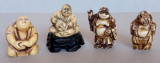 Lot 4 figurine de os, sculptate manual, masti arta nipona