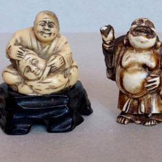 Lot 4 figurine de os, sculptate manual, masti arta nipona