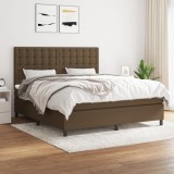 vidaXL Pat continental cu saltea maro &icirc;nchis 180x200cm material textil