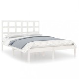 Cumpara ieftin Cadru pat, alb, 140x190 cm, lemn masiv