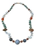 Cumpara ieftin COLIER/LANT VINTAGE MIXT PIETRE SEMIPREȚIOASE